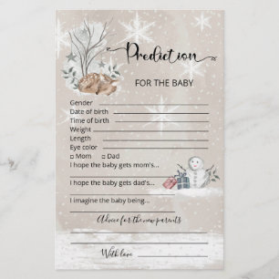 Baby predictions advice card winter baby shower