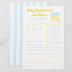 Baby Predictions & Advice Lemons Baby Shower Game