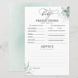 Baby Predictions and Advice Baby Shower Card