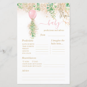 Baby Predictions and Advice Baby Shower Game