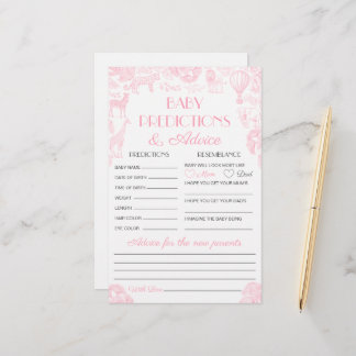 Baby Predictions and Advice Baby Shower Game Card