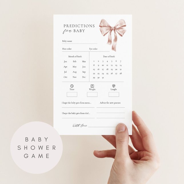 Baby Predictions and Advice Baby Shower Game w Bow (Creator Uploaded)