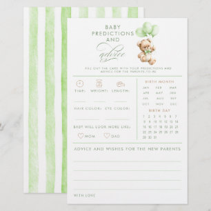 Baby Predictions and Advice Bear Baby Shower Game
