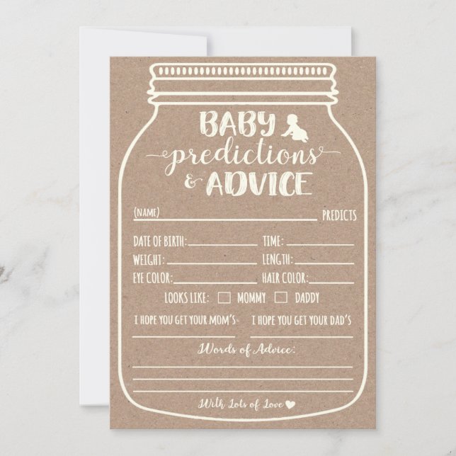 Baby Predictions and Advice Card (Front)