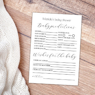 Baby Predictions and Wishes Baby Shower Game Card