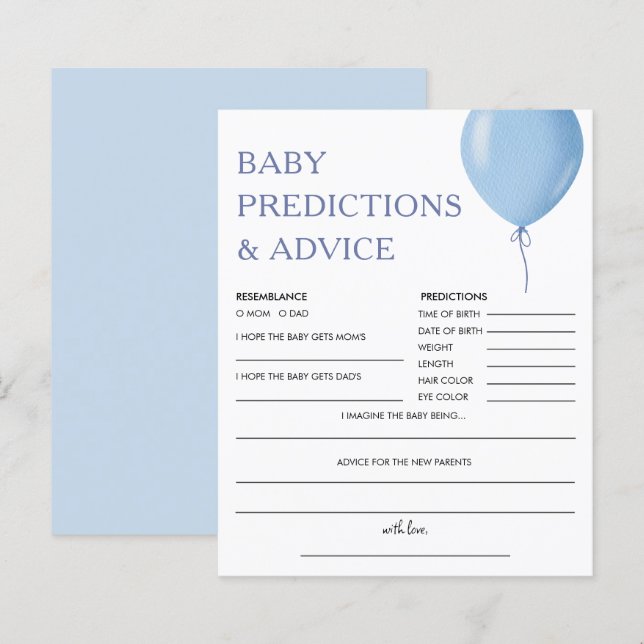 Baby Predictions | Blue Balloon Boy Baby Shower (Front/Back)