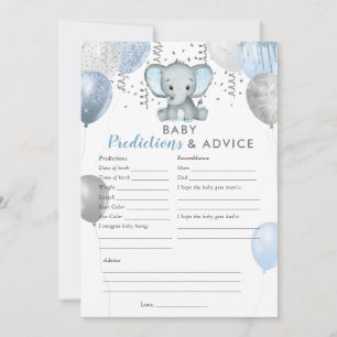 Baby Predictions Boy Elephant Shower Game Invitation