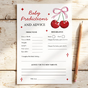 Baby Predictions Cherry on Top Baby Shower Game