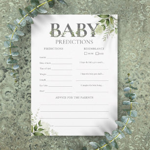 Baby Predictions Greenery Baby Shower Game Card