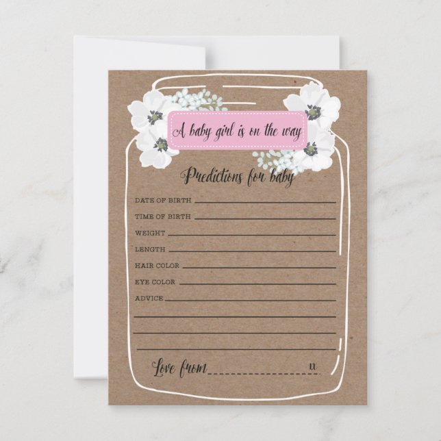 Baby Predictions Mason Jar Baby shower Carte de je (Devant)
