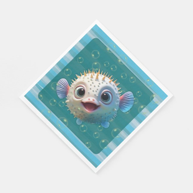 Baby Pufferfish Paper Napkins (Corner)