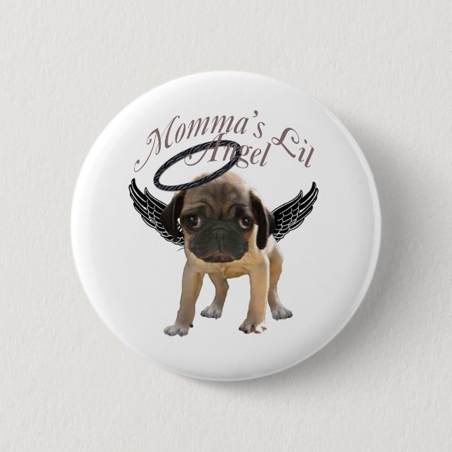 Baby Pug  Angel 2 Inch Round Button (Front)