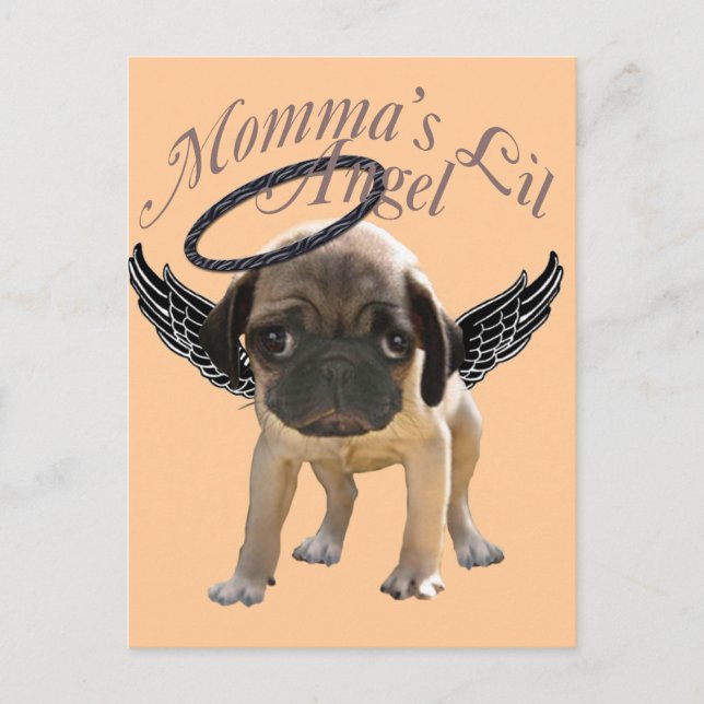 Baby Pug  Angel Postcard (Front)
