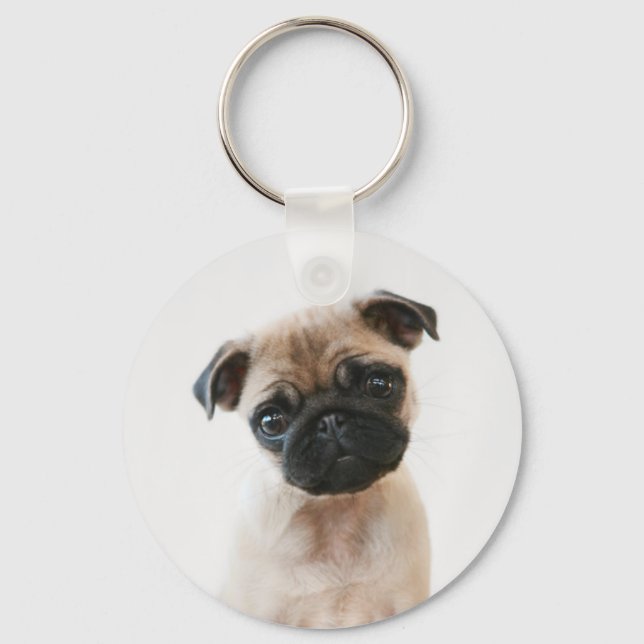 Baby Pug Portrait Keychain (Front)