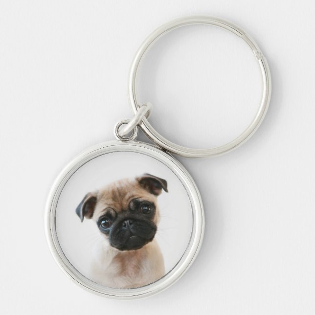 Baby Pug Portrait Keychain (Front)