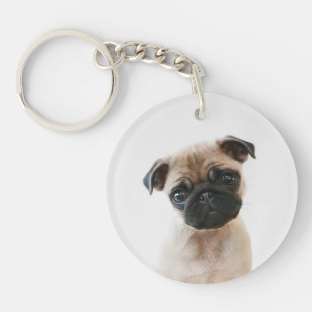 Baby Pug Portrait Keychain (Front)