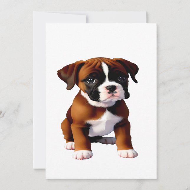 Baby Pup Boxer Awaiting Treats Invitation (Front)