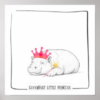 Baby Pygmy Hippo Princess Poster