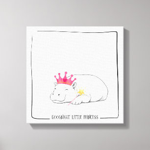 Baby Pygmy Hippo Princess Throw Pillow Canvas Print