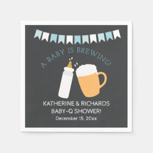 Baby-Q Baby is Brewing Boy Shower Napkin