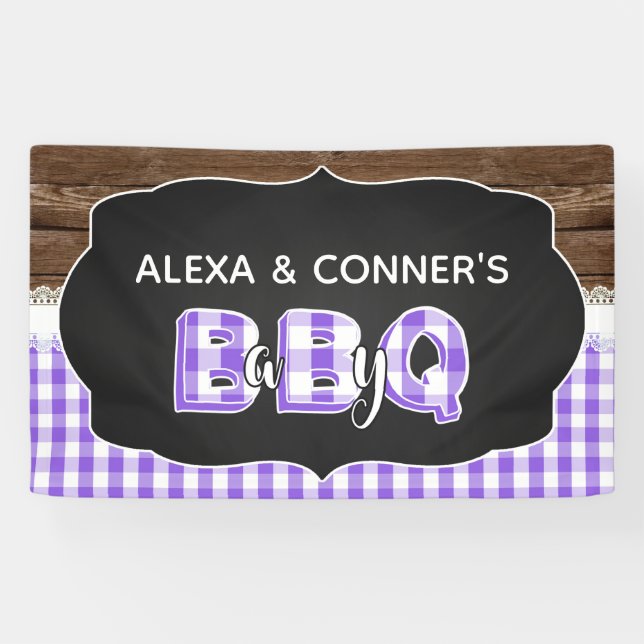 Baby Q Baby Shower Banner - Purple (Horizontal)
