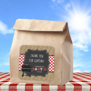 Baby Q baby shower thank you favor sticker RED