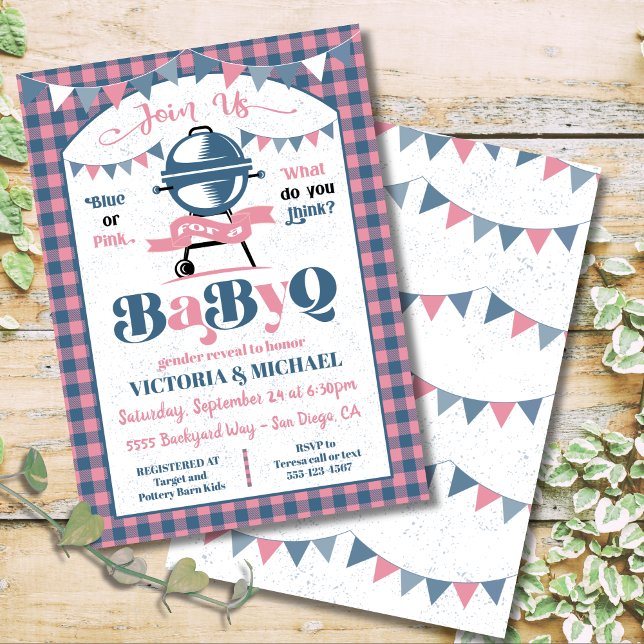 Baby Q Barbecue Gender Reveal Shower Invitation (Creator Uploaded)