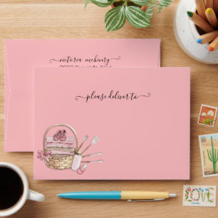 Baby Q Barbecue Shower Pink Picnic Envelope