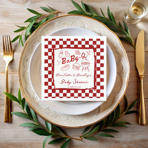 Baby q barbeque red checks baby shower napkin