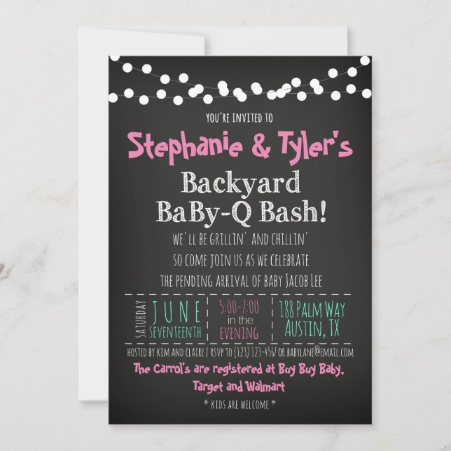 BaBy-Q BBBQ Baby Girl Shower Invitation Book Card (Devant)