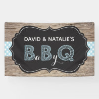 Baby Q BBQ Baby Shower Banner Blue