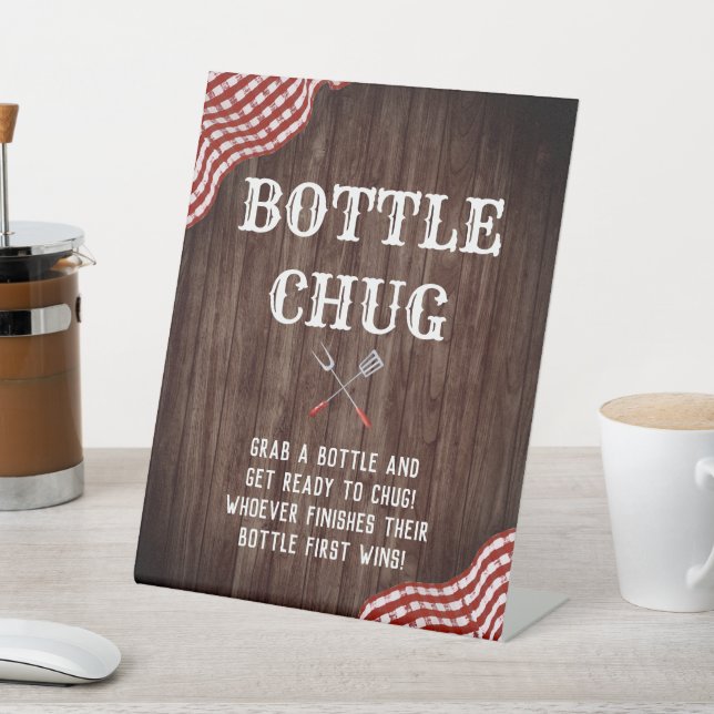 Baby Q BBQ Baby Shower Bottle Chug Game Sign (In SItu)