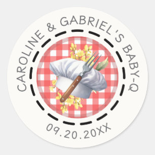Baby-Q BBQ Couples Baby Shower Classic Round Sticker