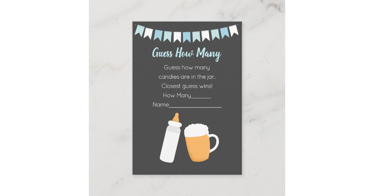 Baby-Q Beer Couples Boy Baby Shower Guess How Many Enclosure Card | Zazzle.ca