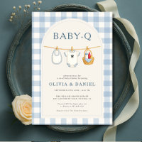 Baby-Q Blue Gingham Clothesline Baby Shower