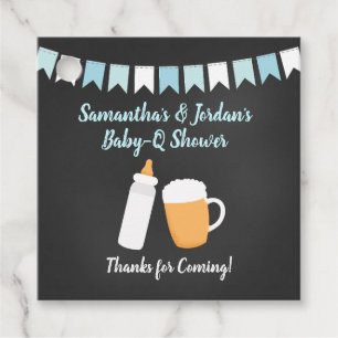 Baby-Q Boy Baby Shower Beer Bottle Square Favour Tags