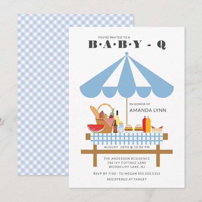 Baby Q Boys Baby Shower  Invitation (Front/Back)