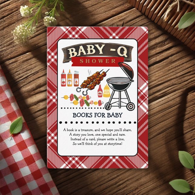 Baby-Q Chequered Red & Black Grill Baby Shower Enclosure Card (Creator Uploaded)