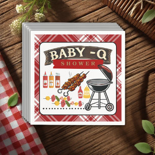 Baby-Q Chequered Red & Black Grill Baby Shower Napkin