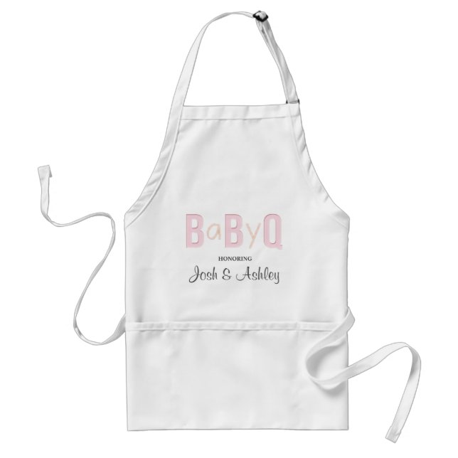 Baby Q Coed BBQ Baby Shower Apron Rustic BabyQ (Front)