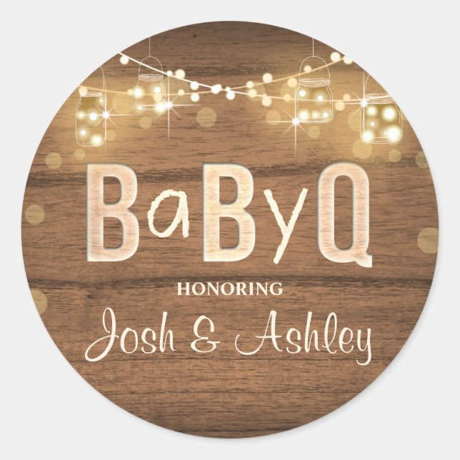 Baby Q Coed BBQ Baby Shower Envelope Seal Sticker (Front)