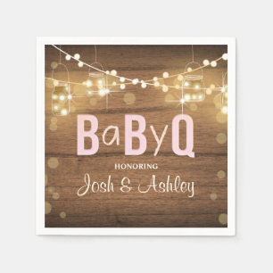 Baby Q Coed BBQ Baby Shower Paper Napkins Rustic