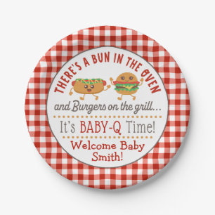 Baby-Q gender reveal BBQ Paper Plate