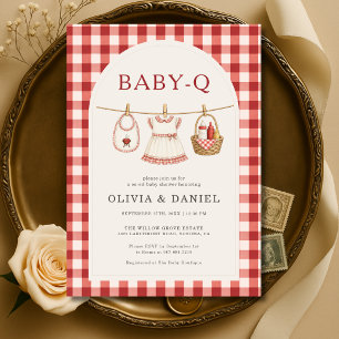 Baby-Q Girl Backyard BBQ Baby Shower Invitation