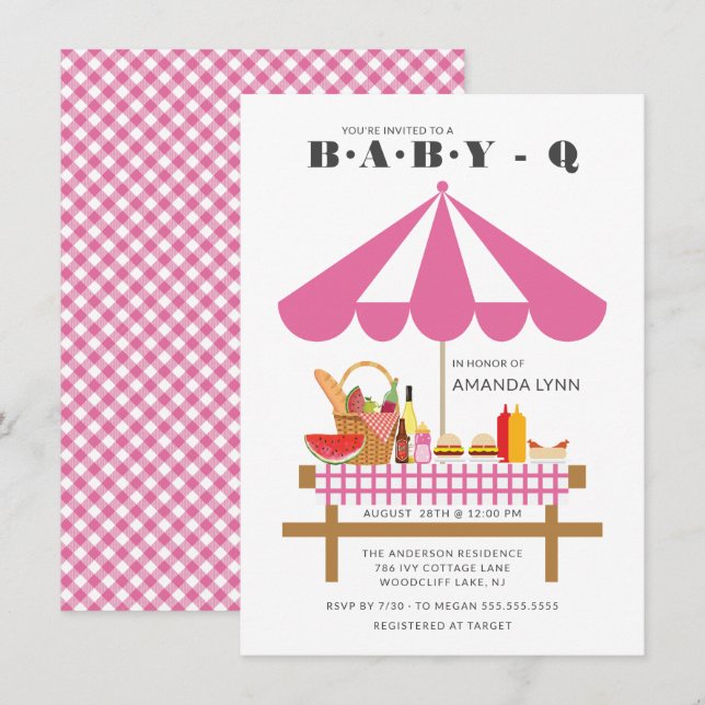 Baby Q Girls Baby Shower  Invitation (Front/Back)