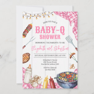 BABY-Q Grill Backyard BBQ Party Baby Shower Invitation