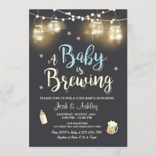 Baby Q invitation Coed BBQ Baby brewing Boy blue