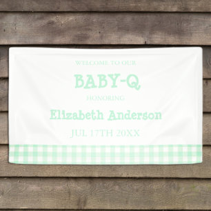 Baby-Q Mint Green Gingham Baby Shower Banner