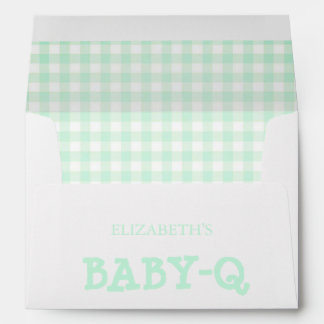 Baby-Q Mint Green Gingham Baby Shower Envelope
