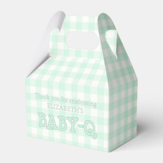 Baby-Q Mint Green Gingham Baby Shower Favor Box